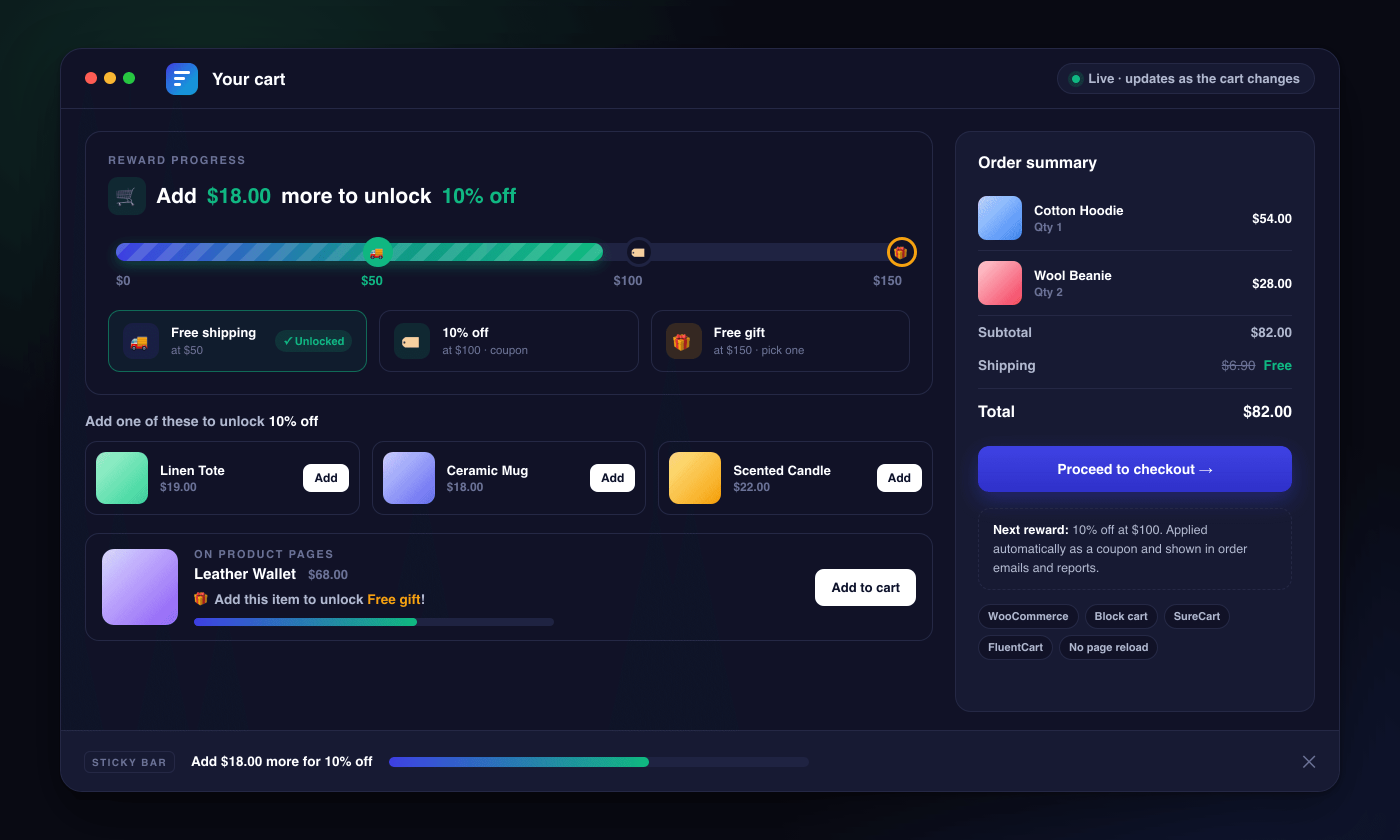 Cart Reward Progress Bar preview